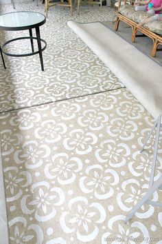 how I stenciled our concrete patio with a stencil I made for under $1 - Bean In Love blog