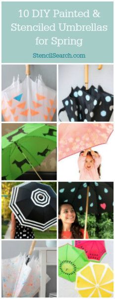 10 DIY Painted & Stenciled Umbrellas for Spring