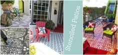 Stenciled patios and concrete porches with examples and tutorials. Refresh your patio with a little paint and a stencil!.